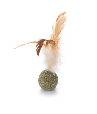 Beeztees kattenspeeltje Catnip Bal met veren 12 cm