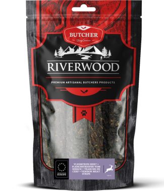 Riverwood hondensnack Butchers vleesstrips Hert 150 gram