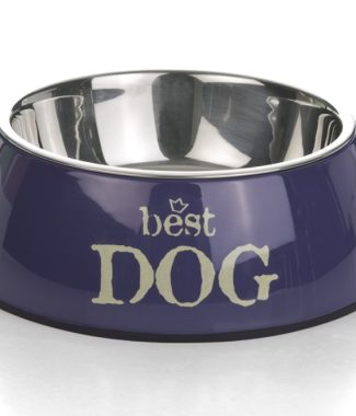 MELAMINE EETBAK ROND BEST DOG BLAUW 22 X 7,5 CM