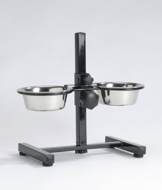 HONDENSTANDAARD 2 RVS BAKKEN 16 CM ZWART