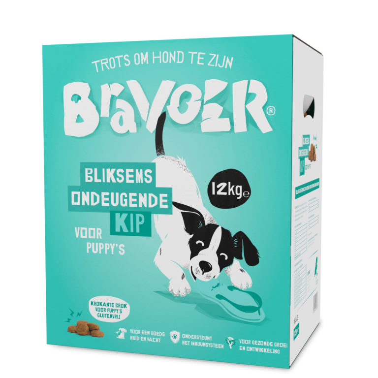 Bravoer Krokant hondevoer Puppy Bliksems Ondeugende Kip 12 kg