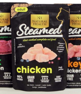 Natural Health Steamed adult Grain Free Mixed Grill Pouch Multipack 12 x 85 gram