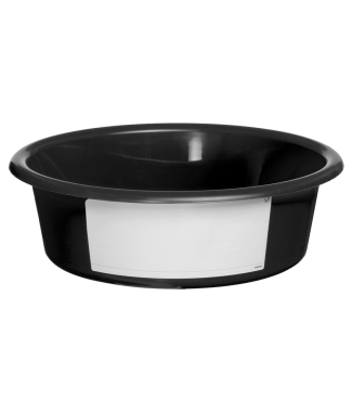 Voerbak 6 l zwart met wit label (paard,kalf, schaap)