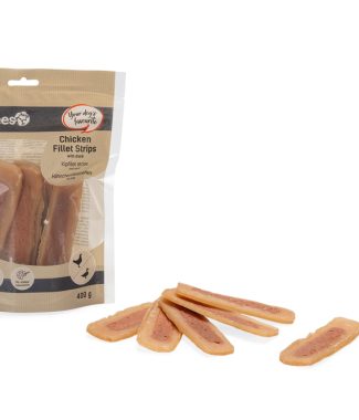 Beeztees Hondensnack Kipfilet Strips met Eend 400 gram