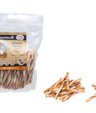 Beeztees Hondensnack Kip Twirls met Vis 400 gram