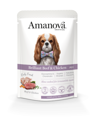 Amanova Dog Adult Brillian Beef&Chicken Pouch Grain Free 300 gram