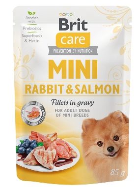 Brit Care Pouch Mini Rabbit&Salmon fillets in gravy 85 gram