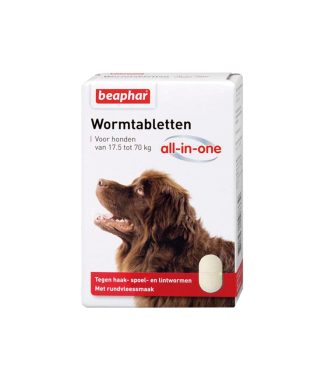 Beaphar wormtabletten hond 17,5 tot 70 kg 2 tabletten