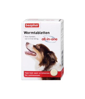 Beaphar wormtabletten hond 2,5 tot 40 kg 4 tabletten