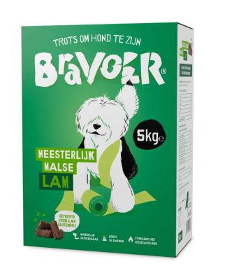 Bravoer Geperst hondenvoer Meesterlijk Malse Lam 5 kg