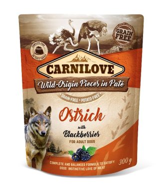Carnilove Dog Pouch Pate Ostrich with Blackberries 300 gram