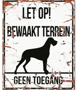 D&D Waakbord Deense Dog Bewaakt terrein Wit
