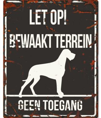 D&D Waakbord Deense Dog Bewaakt terrein Zwart