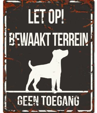 D&D Waakbord Jack Russel Bewaakt terrein Zwart