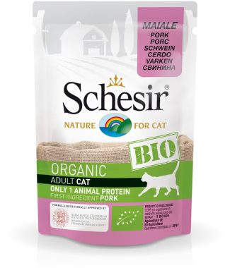 Schesir Biologisch kattenvoer Adult Pork Pouch 85 gram