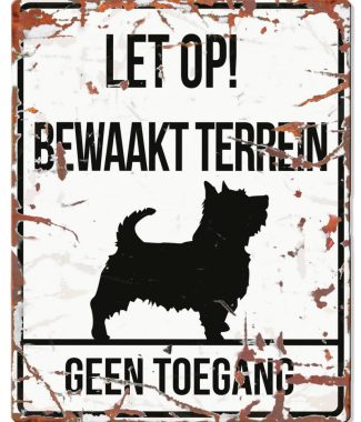 D&D Waakbord Terrier Bewaakt terrein Wit