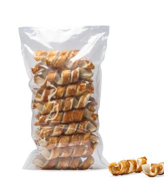 Beeztees Culinair Kauwtwister met kip. Bulk 26 stuks 18 cm.
