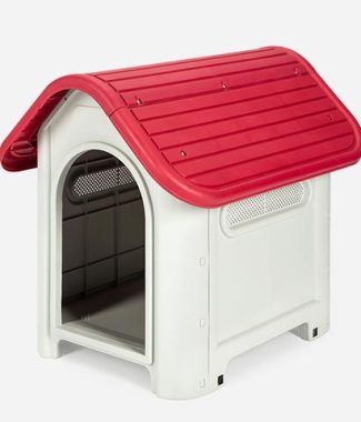 Topmast Hondenhok kunststof voor binnen - Rood + lichtgrijs 59 x 75 x 66 cm