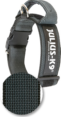 Halsband met handvat en tekstlabel - Zwart - 40mm x 38-53cm
