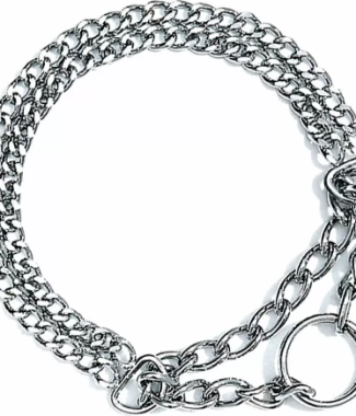 Dubbele ketting met stop - Kleine schakel - Verchroomd