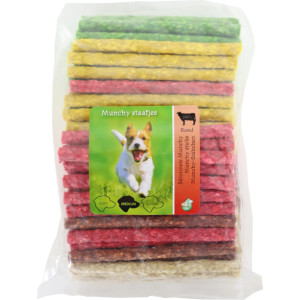 Munchy runderhuid staafjes mix hondensnack 3 x 100 staafjes