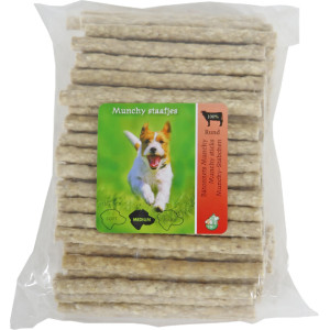 Munchy runderhuid staafjes naturel hondensnack 3 x 100 staafjes