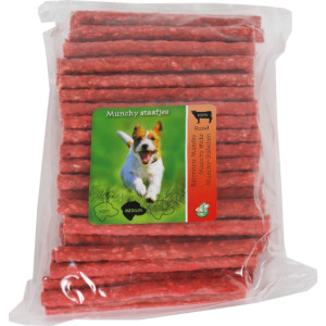 Munchy runderhuid staafjes rood hondensnack 3 x 100 staafjes